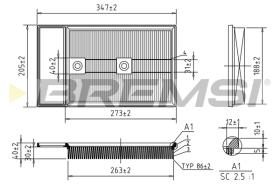 BREMSI FA0549 - FILTRO DE AIRE VW, AUDI, SEAT, SKODA