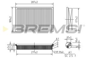 BREMSI FA0573 - FILTRO DE AIRE VW, SEAT, SKODA