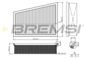 BREMSI FA0580 - FILTRO DE AIRE MERCEDES-BENZ, RENAULT