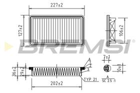 BREMSI FA1025 - FILTRO DE AIRE FIAT, SUZUKI