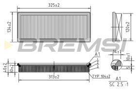 BREMSI FA1046 - FILTRO DE AIRE FIAT, LANCIA