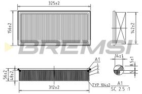 BREMSI FA1264 - FILTRO DE AIRE FIAT, PEUGEOT, CITROEN