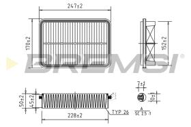 BREMSI FA1406 - FILTRO DE AIRE TOYOTA, VW, ISUZU