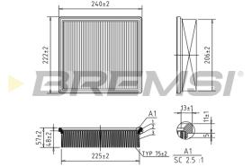 BREMSI FA1647 - FILTRO DE AIRE FORD, METROCAB, LDV