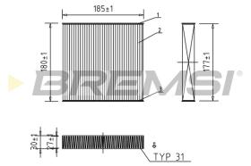 BREMSI FC0427 - FILTRO HABITACULO FIAT, TOYOTA, SUBARU