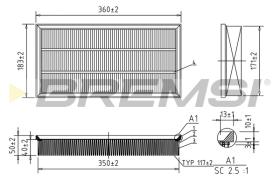 BREMSI FA0203 - FILTRO DE AIRE VW, AUDI, SEAT, SKODA