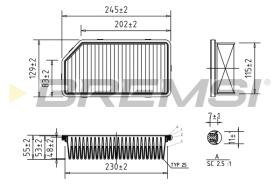 BREMSI FA0537 - FILTRO DE AIRE KIA, HYUNDAI