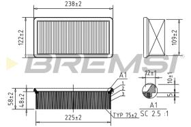 BREMSI FA0540 - FILTRO DE AIRE OPEL, PEUGEOT, CITROEN, DS