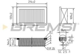 BREMSI FA0558 - FILTRO DE AIRE BMW, MERCEDES-BENZ, RENAULT