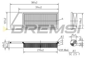 BREMSI FA0577 - FILTRO DE AIRE FORD, PEUGEOT, CITROEN