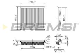 BREMSI FA0581 - FILTRO DE AIRE VW, SKODA