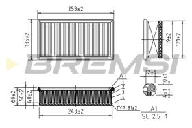 BREMSI FA0652 - FILTRO DE AIRE FIAT, PEUGEOT, CITROEN