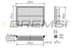 BREMSI FA1022 - FILTRO DE AIRE HYUNDAI, KIA