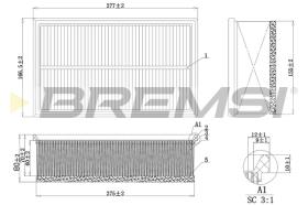 BREMSI FA1032 - FILTRO DE AIRE PEUGEOT, CITROEN, DS