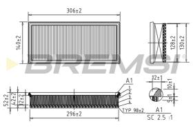 BREMSI FA1042 - FILTRO DE AIRE TOYOTA, SUBARU