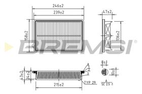 BREMSI FA1053 - FILTRO DE AIRE HONDA