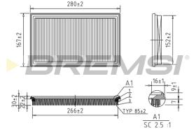 BREMSI FA1212 - FILTRO DE AIRE FIAT, SUZUKI