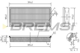 BREMSI FA1239 - FILTRO DE AIRE VW, AUDI, LAND ROVER