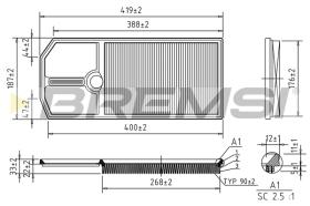 BREMSI FA1258 - FILTRO DE AIRE VW, SKODA, SEAT