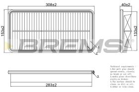 BREMSI FA1273 - FILTRO DE AIRE TOYOTA, PONTIAC, LEXUS