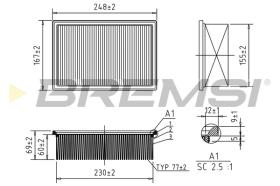 BREMSI FA1349 - FILTRO DE AIRE PEUGEOT, CITROEN