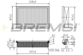 BREMSI FA1361 - FILTRO DE AIRE PEUGEOT, CITROEN