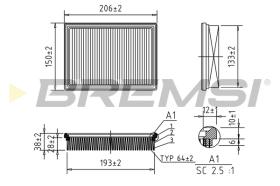 BREMSI FA1407 - FILTRO DE AIRE KIA, MAZDA