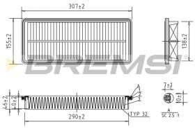 BREMSI FA1408 - FILTRO DE AIRE TOYOTA, PONTIAC, LEXUS