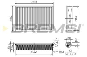 BREMSI FA1598 - FILTRO DE AIRE FORD, VW, SEAT