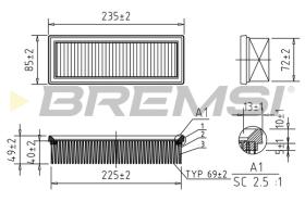 BREMSI FA1640 - FILTRO DE AIRE FIAT, LANCIA, ZASTAVA