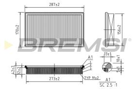 BREMSI FA1646 - FILTRO DE AIRE MERCEDES-BENZ