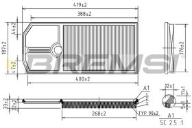 BREMSI FA1668 - FILTRO DE AIRE VW, SKODA, SEAT