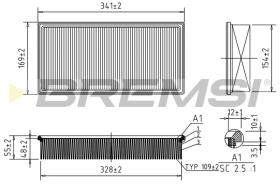 BREMSI FA1671 - FILTRO DE AIRE MITSUBISHI, VOLVO