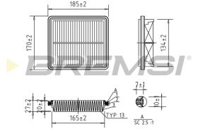 BREMSI FA2035 - FILTRO DE AIRE RENAULT, TOYOTA