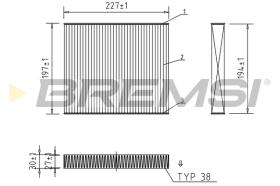 BREMSI FC1526 - FILTRO HABITACULO VW, LANCIA, CHRYSLER